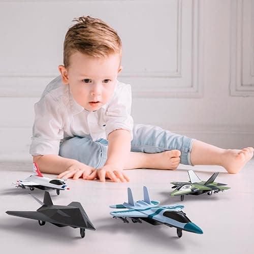United Sates Air Force 4-Pack Toy Jet Squadron Die Cast Airplanes, Pull Back Military Fighter Jets, Diecast Air Plane Models thumbnail 2