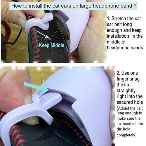 REEYEAR Cute Pink Cat Ears Fits for HypreX Cloud/Cloud Stinger/Cloud Flight Headsets, Universal Fit Lovely Kitty Adjustable Attachment Straps for Video Live Gaming Headphone,White & Pink thumbnail 5