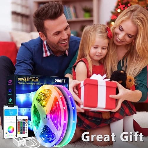 DAYBETTER Led Strip Lights 200 ft (4 Rolls of 50 ft) Ultra Long Smart Light Strips with App Voice Control Remote, RGB Music Sync Color Changing Lights for Bedroom, Kitchen, Party,Home Decoration thumbnail 2