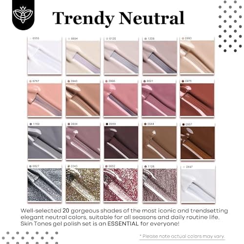 Modelones 24 Pcs Gel Nail Polish Kit, 20 Colors Nude Pink Milky White Gel Polish Neutral Brown Christmas Winter Nail Gel Polish Set Soak Off Manicure Gifts thumbnail 4