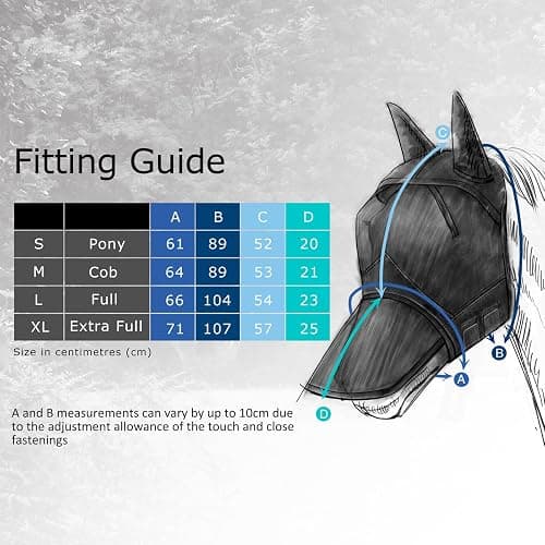 Harrison Howard CareMaster Pro Luminous Horse Fly Mask Large Eye Space Long Nose with Ears UV Protection for Horse Flamingo (L; Full Size) thumbnail 7