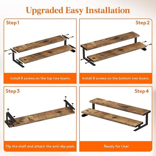 Lifewit 13.9 Inch Cologne Organizer for Men, 2 Tier Wooden Perfume Stand, Display Riser Shelf for Fragrance, Aftershave, Skincare Makeup for Vanity, Bedroom, Bathroom Storage, Rustic Brown, 1 Pcs thumbnail 6