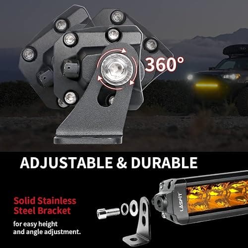 LASFIT 32 inch Amber LED Light Bar, 8650LM/2000K Slim Row Light, Spot Flood Combo LED Bar, Yellow Off Road Driving Lights for Truck, Pickup, SUV, ATV, Marine thumbnail 8