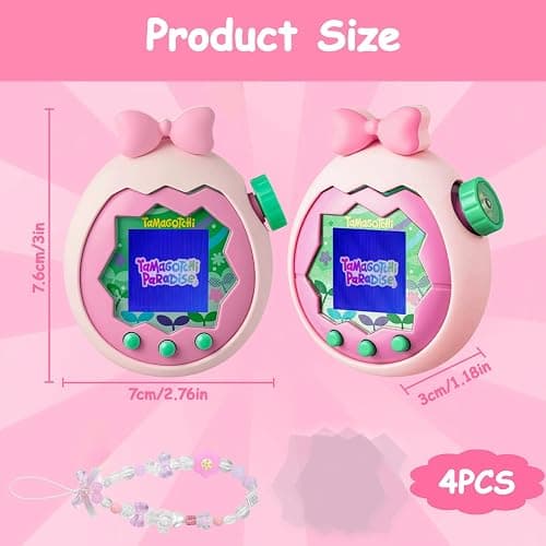 Seltureone for Tamagotchi Paradise Case with Cute Charm Lanyard and Two Screen Protectors, Scratch-Resistance Soft Silicone Bow Cover for Tamagotchi Paradise - Soft Pink thumbnail 2