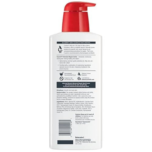 Eucerin Intensive Repair Body Lotion for Dry Skin with Alpha Hydroxy, Moisturizes, Exfoliates and Conditions, Fragrance Free and Paraben Free, Holiday Gifts for Self Care, 16.9 Fl Oz Bottle thumbnail 12