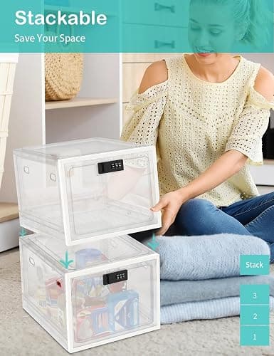 Large Medicine Lock Box for Safe Medication, Lockable Storage Box for Fridge/Snacks Food, Phone Lock Boxes with Combination Code for Home/Dorms/Office Storage Lockers thumbnail 5