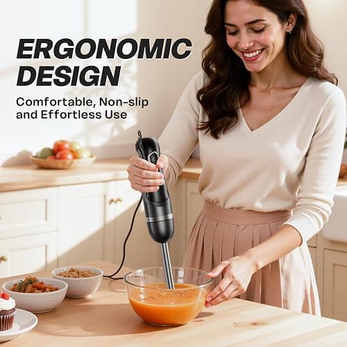 Immersion Blender Handheld, Corded Electric Blenders Portable Stick Mixer with 2 Mixing Speed and Stainless Steel Blades Emulsifier for Effortless Blending Soup, Smoothies, Puree or Baby Food thumbnail 3
