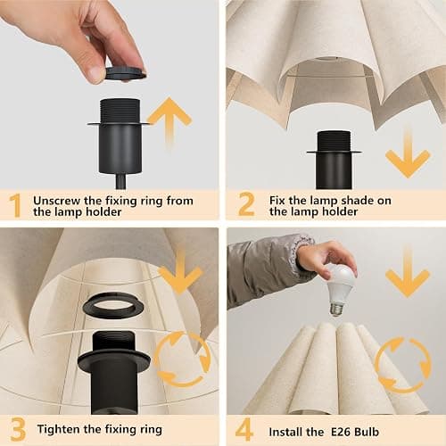 KUNJOULAM Small Table Lamp, Bedside Nightstand Lamp with Umbrella Form Fabric Lampshade Black Base, Morden Mini Desk Lamp for Bedroom Home Office Decor thumbnail 7