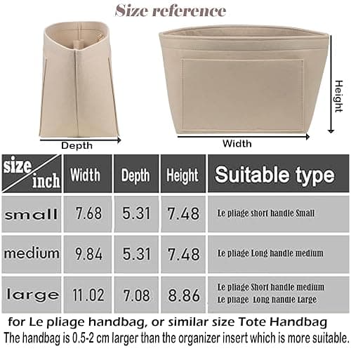 Lckaey Organizer insert For longchamp inserts for long champ L bag le pliage Organizer insert large beige thumbnail 2