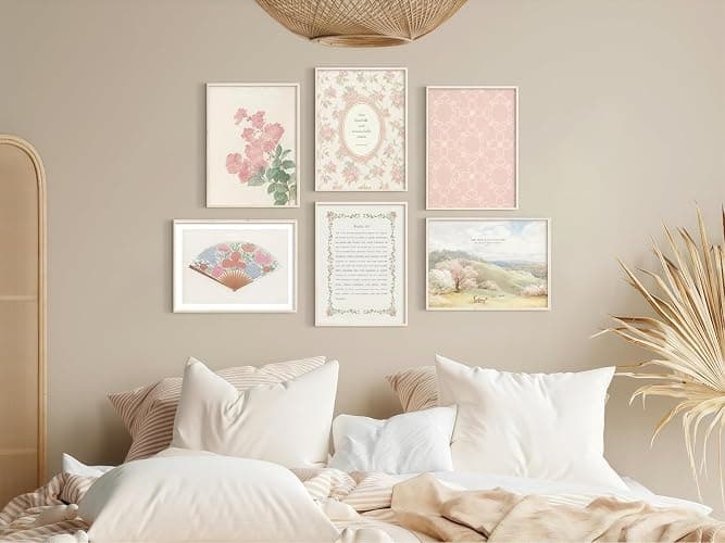 Vintage Christian Nursery Wall Art Decor Set of 6 Bible Verse Canvas Wall Decor Girl Floral Wall Art Aesthetic Scripture Pictures Jesus Religious Posters Pink Flower Prints Vintage Artwork for Classroom Bedroom Room Home Decor 8x10 Unframed thumbnail 5