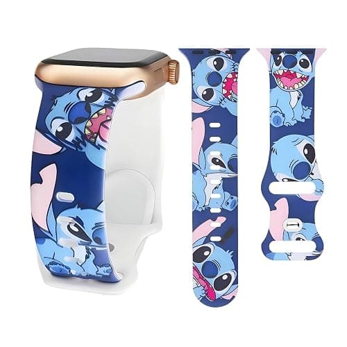 HYHMXB Cute Cartoon Design Pattern Printed Bands Compatible with Apple Watch Band 38mm 40mm 41mm, Grade Soft Silicone Sports Wristband Strap for iWatch Ultra SE & Series 11/10/9/8/7/6/5/4/3/2/1 - Image 1