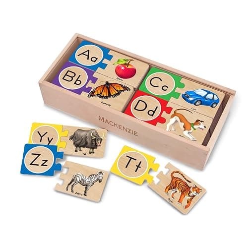 Melissa & Doug Self-Correcting Alphabet Puzzle (52 pcs) with Toy Storage Box, Wooden ABC Puzzles for Toddlers & Preschoolers, Montessori Learning Toys for Girls & Boys 4+ - Image 1
