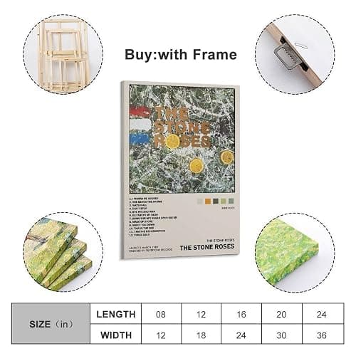YWROLERYRY The Stone Roses Album Posters Aesthetic Wall Art Canvas Vintage Poster Decorative Painting Living Room Bed Room Decor16x24inch(40x60cm) Frame-style thumbnail 2
