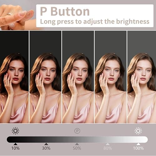 Hibtn Hollywood Vanity Mirror With Lights,50×60cm Lighted Makeup Mirror with 17 Dimmable Led Bulbs,Touchscreen Control,Tabletop,Wall Mounted,10X Magnifying White thumbnail 4