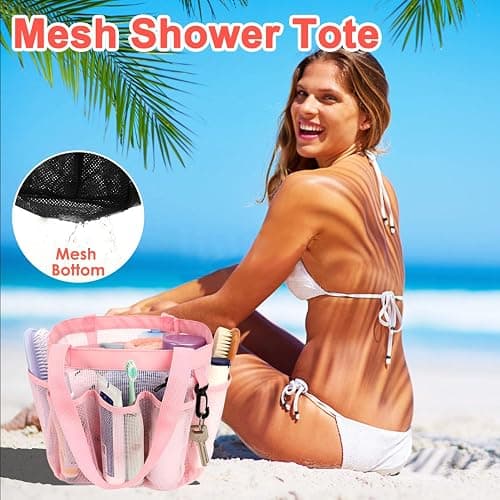 Fammart Mesh Shower Caddy Portable for College Dorm Room Essentials, 8-Pocket Large Shower Basket Tote Bag with 2 Handles for Toiletry, Bathroom, Beach, Camp, Gym thumbnail 6