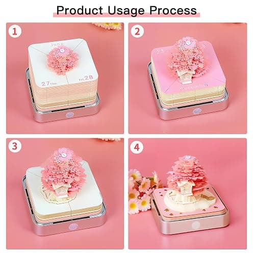Time Piece Calendar 2026, Calendar Sakura Tree Creative 3D Notepad, Memo pad Artsy Pads 3D Art Calendar, Paper Carving Gift House Sculpture Gift for School Home Office thumbnail 4