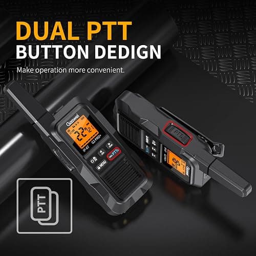 Gaswei G2pro+ IP67 Waterproof Floating Walkie Talkies with Headset, FRS Heavy Duty Walkie Talkie Long Range with Double PTT,FM Radio,VOX,SOS,NOAA Weather, Two Way Radio（2PACK-Black） thumbnail 6