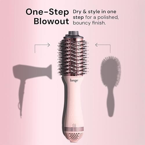 L'ANGE HAIR Le Volume 2-in-1 Titanium Blow Dryer Brush | Frizz Control Blowout Hair Dryer Brush For Drying and Styling | Volumizing Hot Air Styler For All Hairstyles | Oval Barrel | Blush - 60mm thumbnail 2