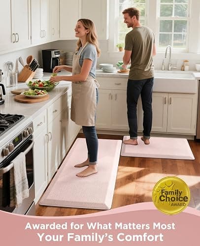 Ophanie Kitchen Mats for Floor, 3/4 Inch Thick Kitchen Rugs, 20''x32'' Anti Fatigue Standing Cushioned Mat, Waterproof,Comfort Ergonomic Mat for Office, Home, Sink, Pink Non-Slip Bottom thumbnail 8