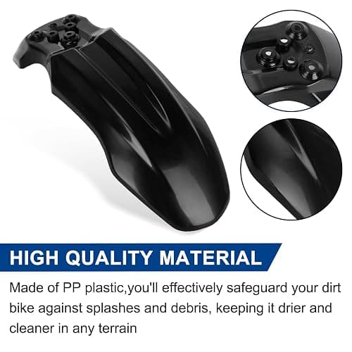 Motorcycle Front Wheel Mudguard, PSLER Dirt Bike Plastics Mud Guard, Crf50 Body Mudguard Kit for CRF50 Style 125CC Pit PRO Trail Dirt Bike, Black thumbnail 5