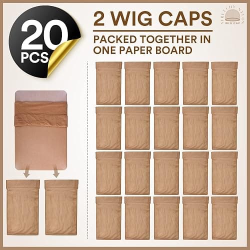 Teenitor Wig Cap, 20pcs Stocking Caps for Wigs, Tan Wig Cap for Women, Stretchy Nylon WigCap Beige thumbnail 3