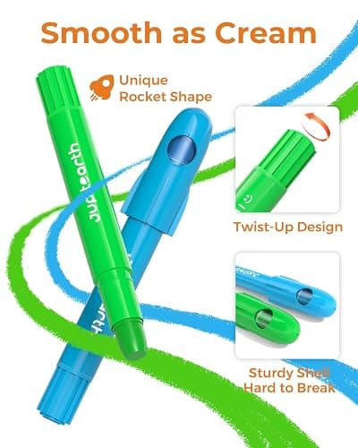JUPITEARTH 12 Colours Twistable Rocket Crayons for Toddlers Aged 1–3,Non-Toxic Washable Crayons for Children 4–8 with Storage Tub–Smooth,Easy-Grip Art Supplies,Perfect Colouring Gift for Boys&Girls thumbnail 5