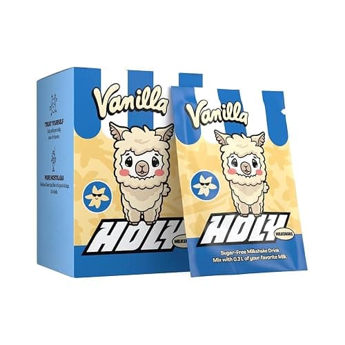 HOLY Milkshake 10er Probier-Box Vanilla – 10 Portionen mit Vitaminen B, C & D und 100% natürlichen Aromen – zuckerfrei, koffeinfrei & vegan – kalorienarmes Milchshake Pulver mit Vanille Geschmack - Image 1