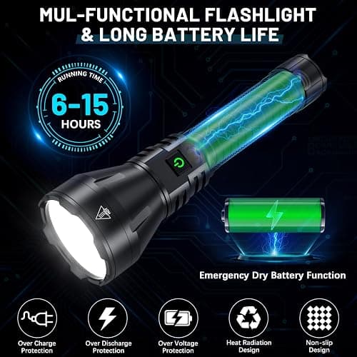 Rechargeable Flashlights High Lumens, 990000 Lumens Super Bright Flashlight, 5 Modes LED Powerful Flashlight Adjustable & Waterproof, Versatile Tactical Flashlight for Emergencies, Hiking, Camping thumbnail 4