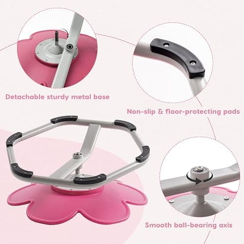 ROBUD Kids Sensory Swivel Chair, Kids Swivel Chair | with Non-Slip Design, Training Body Coordination, Flower Shape Wobble Chair, No Assembly, Pink thumbnail 4
