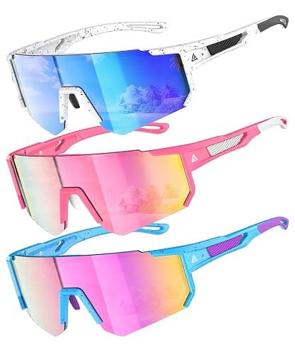 QALLY Kids Sunglasses Youth Baseball Softball Sunglasses for Girls Boys Age 4-14 UV Protection Sports Kids 3 Pack - Image 1