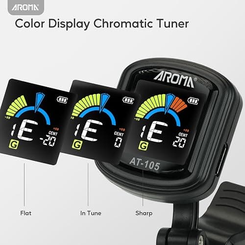 Aroma Guitar Tuner Clip On Rechargeable Chromatic Tuner for Guitar Bass Ukulele Violin Mandolin thumbnail 2