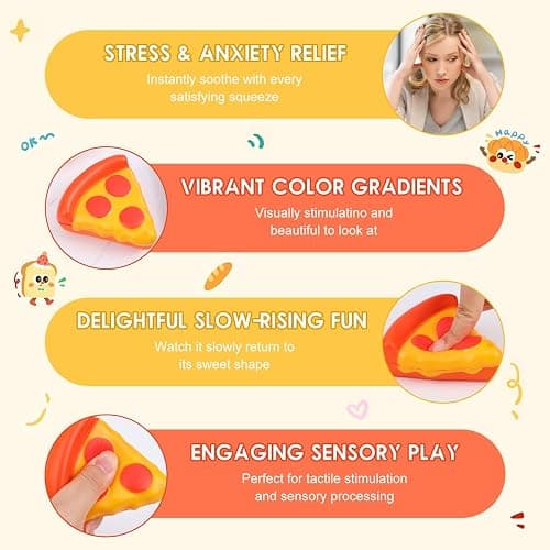 Squishy Ice Cream Squeeze Toys, Cute Pizza Fidget Toys, Cute Food Shaped Fidget Sensory Toys, Soft Anxiety Relief Hand Toys for Adults & Teens, Party Favors, Desk Decor & Relaxation Gifts thumbnail 5