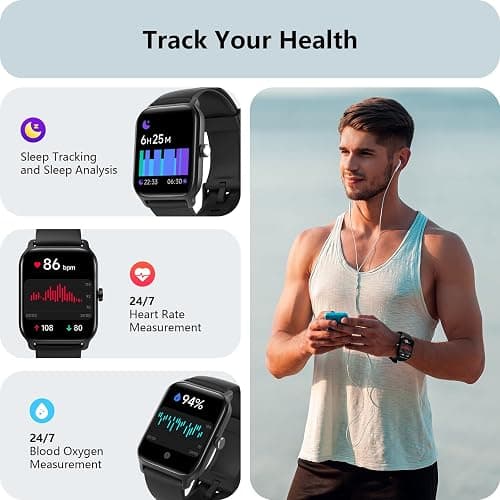 Smart Watch for Men Women, Answer/Make Calls, Alexa Built-in, [1.8" HD Screen] Smart Watches for iPhone/Samsung/Android, Fitness Watch with Heart Rate Sleep SpO2 Monitor,IP68 Waterproof, 100+ Sports thumbnail 3