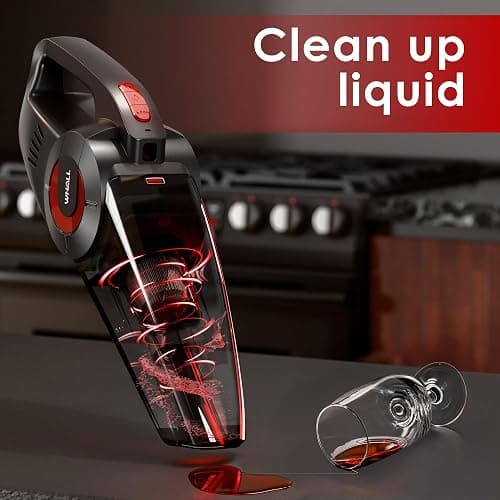 whall Handheld Cordless Car Vacuums, Wet and Dry Use 9000Pa Strong Suction Vacuums, Rechargeable Portable Vacuum Cleaner with LED, Charging Dock, Lightweight Mini Vacuum for Car, Home and Office, Red thumbnail 5