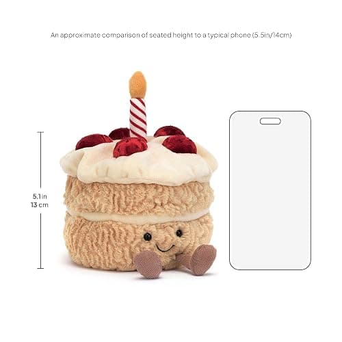 Jellycat Amuseables Birthday Cake Stuffed Toy, 6 inches | Dessert Plush | Birthday Gift thumbnail 2