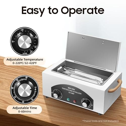 Stérilisateur à air chaud à haute température, 300 W 220 °C stérilisateur à chaleur sèche, stérilisateur onglerie avec minuterie thumbnail 5