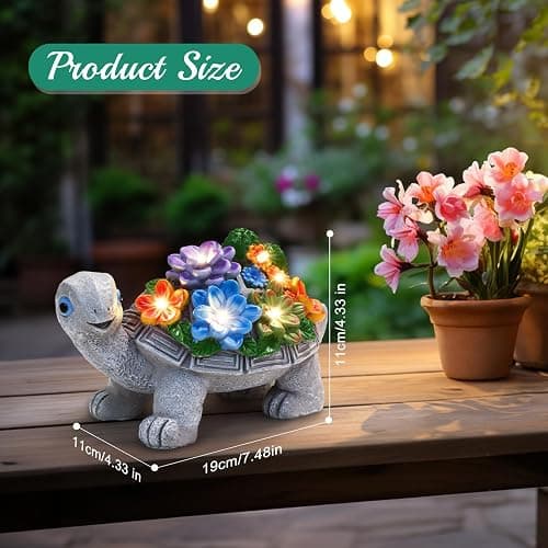 Linkax Birthday Gifts for Women Mom Grandma, Turtle Statue Solar Lights Outdoor Garden Decor for Outside Yard Patio Porch Fall Home, Gardening House Warming Gifts New Home, Grandparents Day Presents - Turtle thumbnail 2