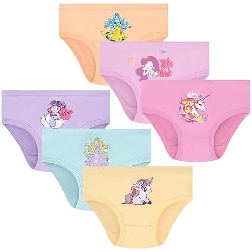 JAHSIYI Girls and Toddlers 100% Cotton Underwear Tagless Soft Panties Size 2-3T,4-5T,6,8,10,12 (6-Pack)