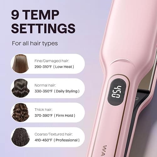 Wavytalk Wet to Straight Hair Straightener, 1.75″ Wide Vent Sesh Flat Iron | Straightener for Damp or Dry Hair with Dual Voltage Leave Silky Smooth Look, 20% Faster Styling, Pink thumbnail 5