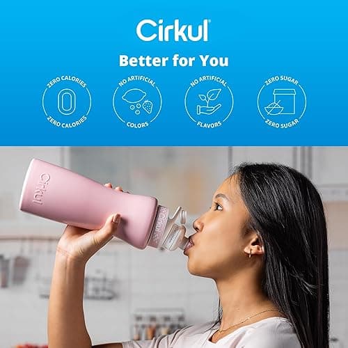 Cirkul 32oz. Blush Pink Stainless Steel Water Bottle Starter Kit with Pink Lid and 2 Flavor Cartridges (1 LifeSip Strawberry, 1 GoSip Passion Fruit Dragon Fruit) Zero Calories and No Sugar - Blush Pink - 32 Ounce thumbnail 6