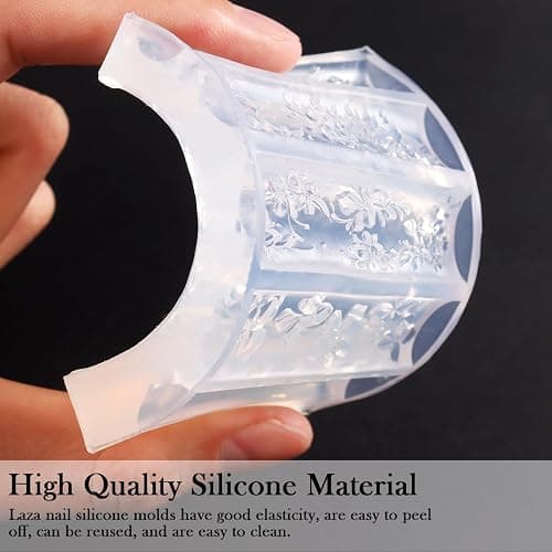 Laza 4pcs 3D Silicone Nail Art Molds Multiple Flower Shapes Nail Molds | Reusable Nail Molds for Nail Art, Good Elasticity, Acrylic 3D Spring Summer Flower Nail Charms Molds with Scraper & Pen thumbnail 6