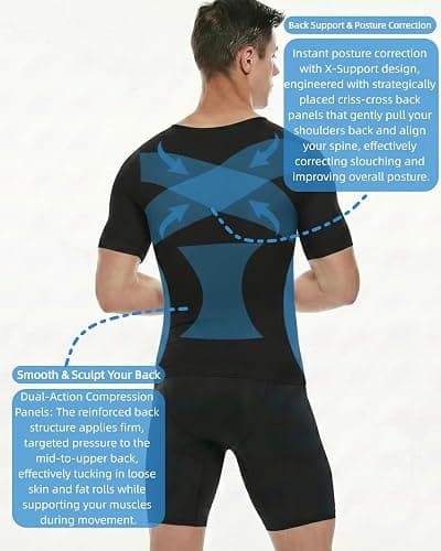 Men's Compression Shirt Undershirt Slimming Tank Top Workout Vest Abs Abdomen Slim Body Shaper thumbnail 8