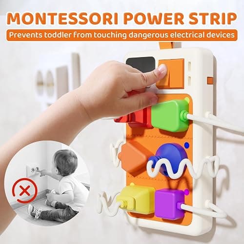 Aprilwolf 9 PCS Sensory Plug Outlet for Toddlers 2-3, Power Strip Montessori Toys for 18+ Months, Busy Board with Light & Sounds, Airplane Car Travel Toys Gift for Baby thumbnail 4