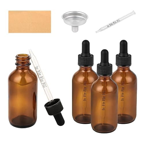 HPOPO 4PCS 2oz Clear Glass Dropper Bottles, Empty Leak-Proof Containers for Essential Oils, Beard Oils, Watercolor Paints & DIY Crafts - Image 1