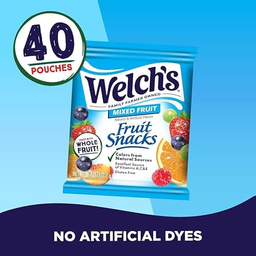 Welch's Fruit Snacks - Mixed Fruit Box - Kids Snacks - 0.8 Oz - 40 Pack | Bulk Box, Made with Whole Fruit, Gluten-Free Snack Packs for Kids and Adults, No Artificial Dyes thumbnail 4