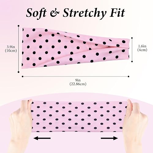 Headbands for Women Non-Slip Workout Hair Bands, 6 Pack Stretchy Athletic Soft Sweatbands, Elastic Cloth Fabric Headband, Fashion Head Bands for Yoga Running Sports Gym Sports Exercise thumbnail 2