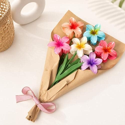 Vigorpace 6 Pcs Flower Hair Claw Clips for Women Girls, Hawaiian Hibiscus Hair Clips, Cute Summer Beach Hair Accessories for Thick Thin Hair thumbnail 4