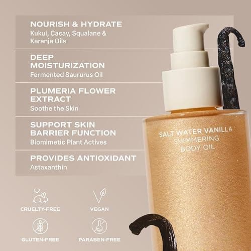 Saltair Shimmering Body Oil | Salt Water Vanilla Radiant Glow | 4 fl oz | Light-reflecting pearls and a silky texture for a luminous-looking finish and smooth post-bath use thumbnail 8