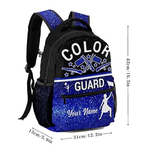 Pwwusark Custom Color Guard Backpack with Name - Personalized Schoolbag Color Guard Team Gift (Blue) thumbnail 7