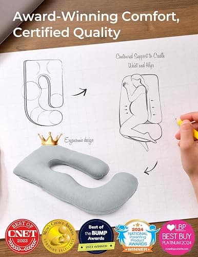 Momcozy Pregnancy Pillows with Cooling Cover, U-Shaped Full Body Maternity Pillow for Side Sleepers 57 Inch - Support for Back, Hip, Belly, Legs for Pregnant Women thumbnail 5